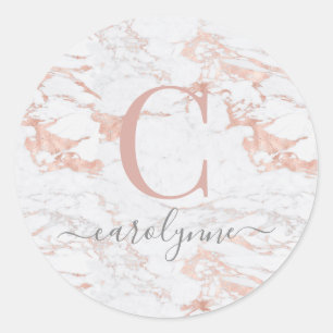 Adesivo Girly Marble e Chic Rosa Gold Foil Monograma