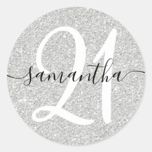 Adesivo Girly Pale Faux Silver Glitter Personalizado 21