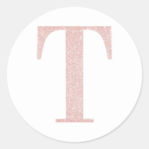 Adesivo Girly Pale Rosa Dourada Glitter Monograma T