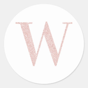 Adesivo Girly Pale Rosa Dourado Glitter Monograma W