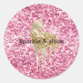 Adesivo Girly Pink Glitter Confetti Dourado Unicórnio