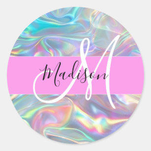 Adesivo Girly Rainbow Holographic Nome do Monograma Irides