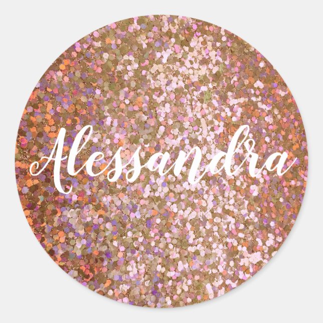 Adesivo Girly Rosa Purple Glitter Name (Frente)