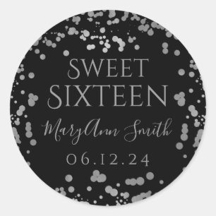 Adesivo Girly Silver Foil Confetti Doce Dezesseis Pretos
