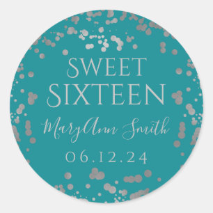 Adesivo Girly Silver Foil Confetti Sweet Sessenta Teal