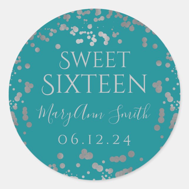 Adesivo Girly Silver Foil Confetti Sweet Sessenta Teal (Frente)