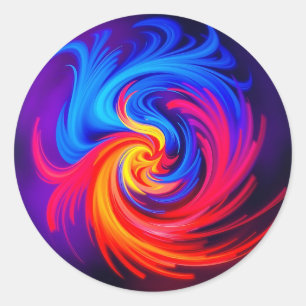 Adesivo Giro de Abstrato Energetico em Vermelho Azul e Ama