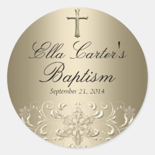 Adesivo Giro Snowflake & Cross Dourado Baptism Sticker