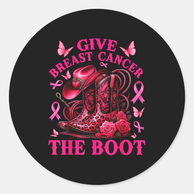 Adesivo Give Breast Cancer The Boot Cowgirl Cancer Awarene (Frente)