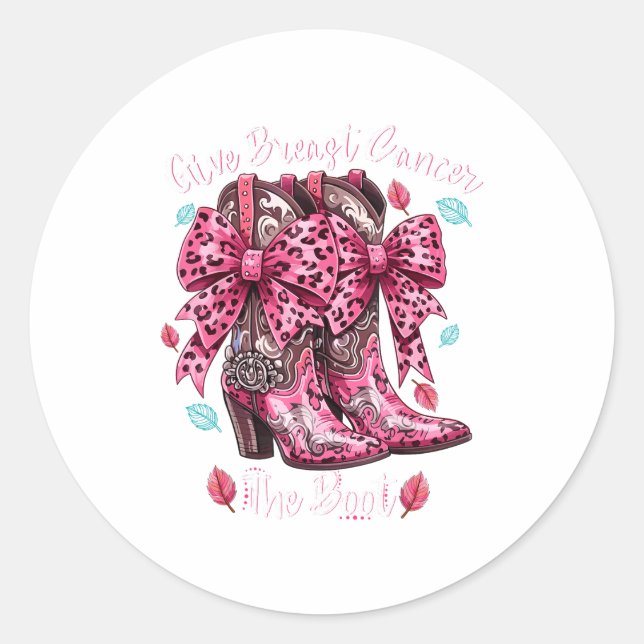 Adesivo Give Breast Cancer The Boot Nk Cowgirl Western Tee (Frente)
