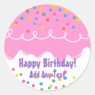Adesivo Glacé de Bolo de Aniversário Rosa