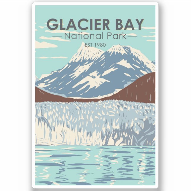 Adesivo Glacier Bay National Park Alaska Vintage (Frente)