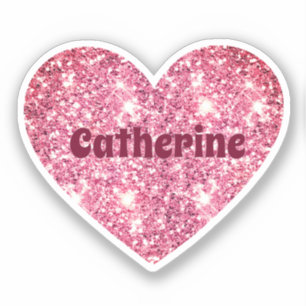 Adesivo Glam Aestic Girly Pink Glitter Heart Name