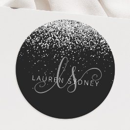 Adesivo Glam Black Silver Glitter Monograma