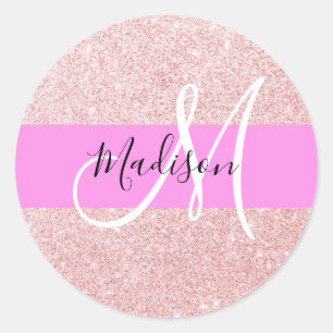 Adesivo Glam Blush Rosa Dourado Brilho Monograma