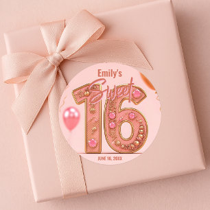 Adesivo Glam Blush Rosa e Dourado Joia Sweet Sixteen 