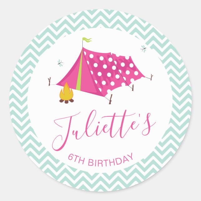 Adesivo Glam Camp Makeover Girls Birthday Envelope Seal (Frente)