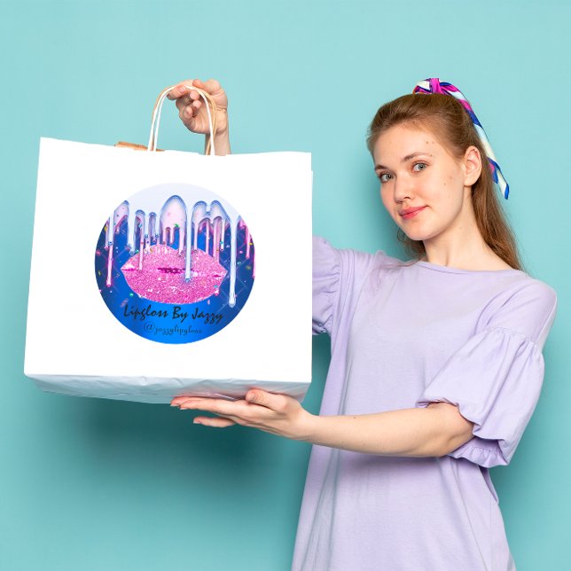 Adesivo Glam de empacotamento de gotas de Bluei cor-de-ros (Lipgloss Makeup Pink Bluei Drip Packaging Glam Classic Round Sticker)