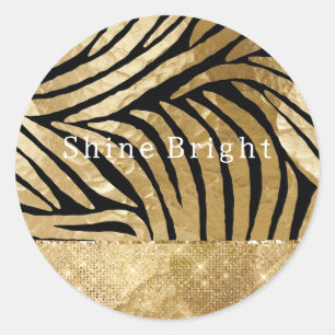 Adesivo Glam Dourado Black Zebra Animal Glitzy Sparkle