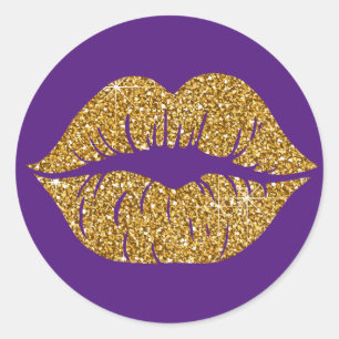 Adesivo Glam Dourado Glitter Lábios Trendy Sparkle Purple