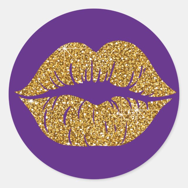 Adesivo Glam Dourado Glitter Lábios Trendy Sparkle Purple (Frente)