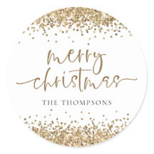 Glam Dourado Glitter Name Merry Christmas