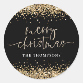Adesivo Glam Dourado Glitter Name Merry Christmas Black