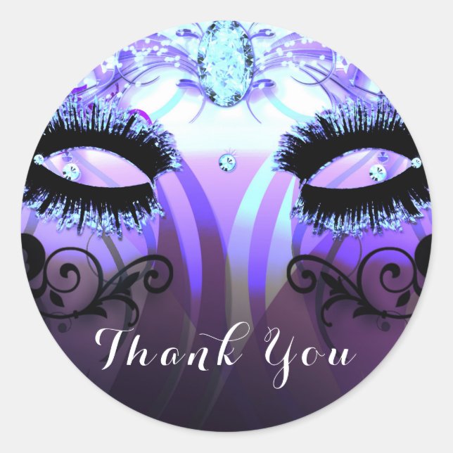 Adesivo Glam Eyelashes Purple Mascarada Party Favor (Frente)