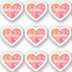 Adesivo Glam Girly Red Orange Glitter Hearts Pack