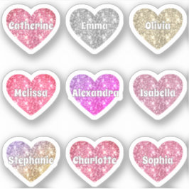 Adesivo Glam Girly Sparkle Glitter Hearts Pack
