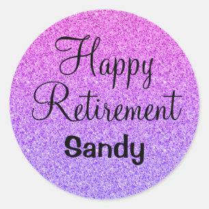 Adesivo Glam Happy Retirement Ombre Roxo Glitter Sparkle