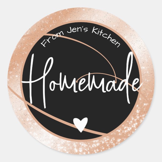 Adesivo Glam Luxury Glitter Sparkle Peach Homemade Heart (Frente)