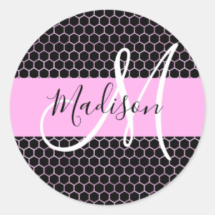 Adesivo Glam Metalizado Preto Mel Rosa favo de mel Monogra
