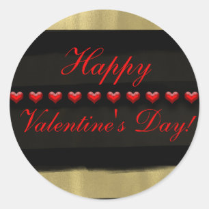 Adesivo Glam Moderno Preto & Dourado Corações Vermelhos Di