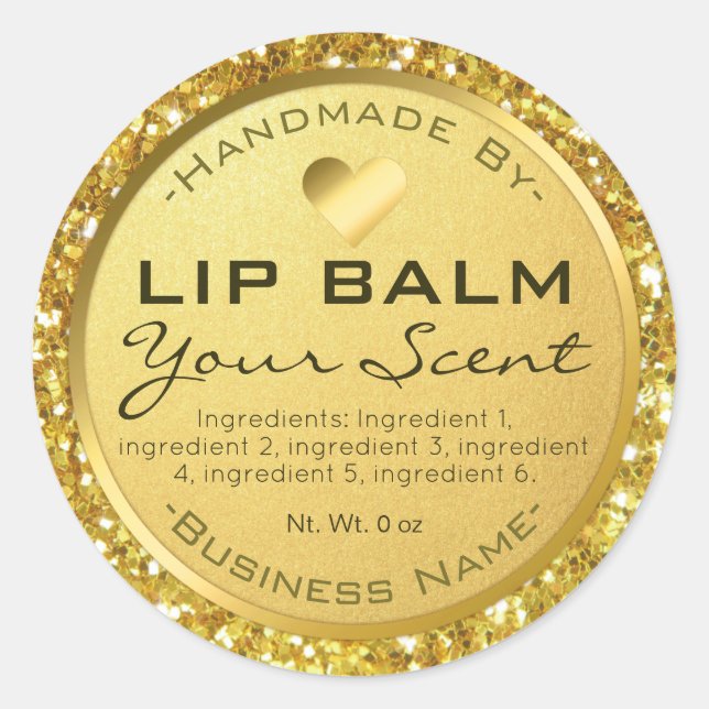 Adesivo Glam Sparkly Dourado Lip Balm (Frente)