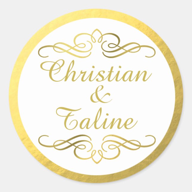 Adesivo Glam Swirly Flourish Gold Foil Outline (Frente)