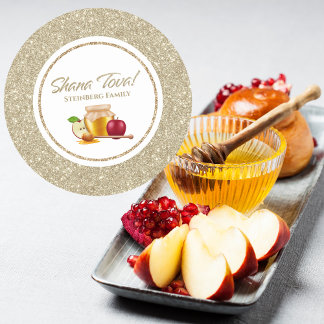 Adesivo Glam White e Dourada judia brilhante Rosh Hashanah
