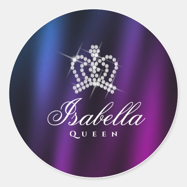 Adesivo Glamor Brilhante Coroa Azul Roxo (Frente)