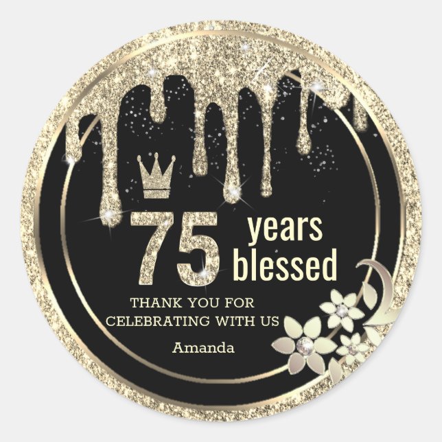 Adesivo Glamor Dourado Elegante Obrigado (Frente)