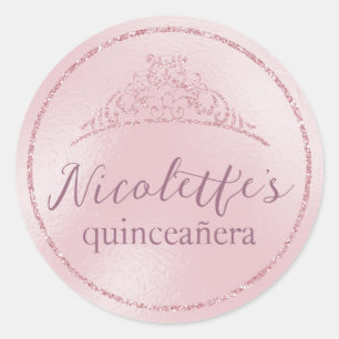 Adesivo Glamorosa Tiara de Brilho Rosa Quinceañera