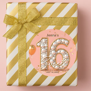 Adesivo Glamoroso Pérola Real Bege Rosa Dourado Sweet 16