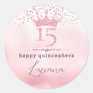 Adesivo Glamoroso Tiarra de Brilho Rosa Quinceañera Aniver