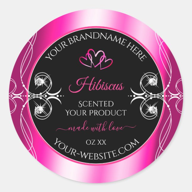Adesivo Glamorous Girly Product Labels Diamantes Pretos (Frente)