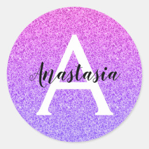 Adesivo Glamour Feminino Ombre Roxo Brilho Monograma