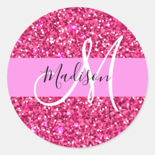 Adesivo Glamour Glamouroso Nome Monograma Brilho Rosa Quen