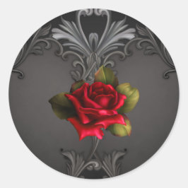 Adesivo Glamour Gótico Rosa Vermelha Ornamental Preta Glam