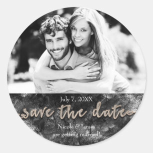Adesivo Glamour Preto e Dourado Chic Save The Date Foto