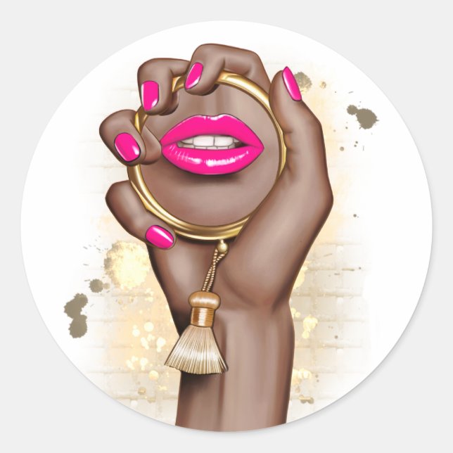 Adesivo Glamour Rosa e Dourado Chic (Frente)