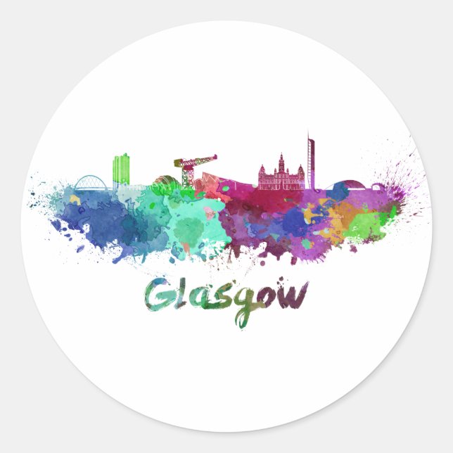 Adesivo Glasgow skyline in watercolor (Frente)