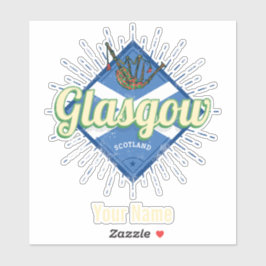 Adesivo Glasgow UK City Scotland Retro Bagpipe Vintage